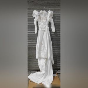Victorian Style Long Sleeve Wedding Dress White Women's SZ See Measurements NIB